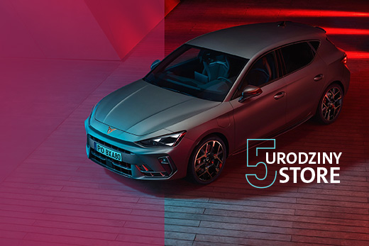 samochód (model z grupy VW), branding „5 urodziny STORE”